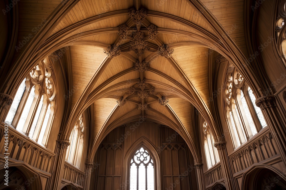 Vaulted Ceilings and Carved Wood Panels in Gothic Revival Bedroom Interiors: A Closer Look