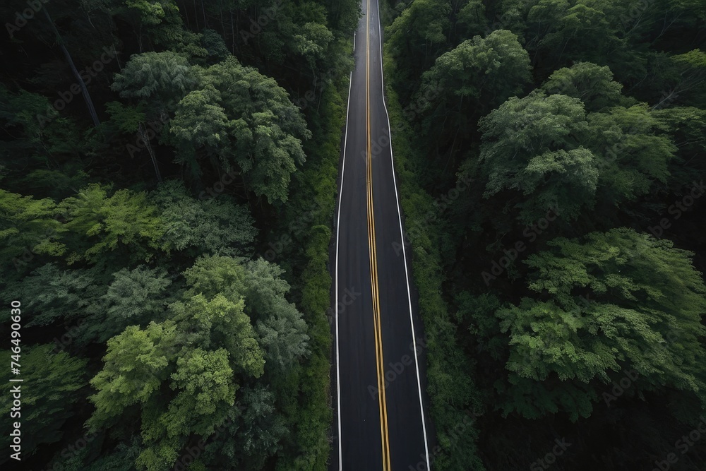 an aerial view of a road surrounded by trees, unobstructed road, road between tall trees, paved roads, road into the forest, drone photography. an aerial view of a road surrounded by trees, unobstructed road, road between tall trees, paved roads, road into the forest, drone photography.