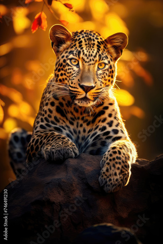 Majestic Leopard in Golden Light © LadyAI