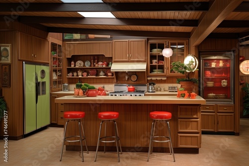 Retro 70s Kitchen Designs: Wood Paneling and Retro Appliances Set the Stage