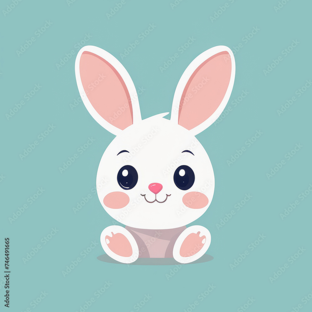 Flat logo style of a cute bunny isolated on a solid color background. Animal nature icon concept in premium vector style. Flat logo style of a cute bunny isolated on a solid color background. Animal nature icon concept in premium vector style.