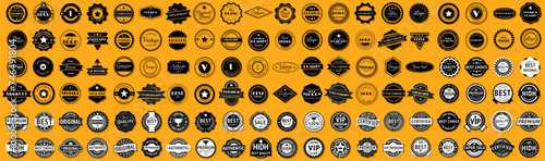 Vintage quality badges. Guaranteed, premium quality. Orange and back quality badge