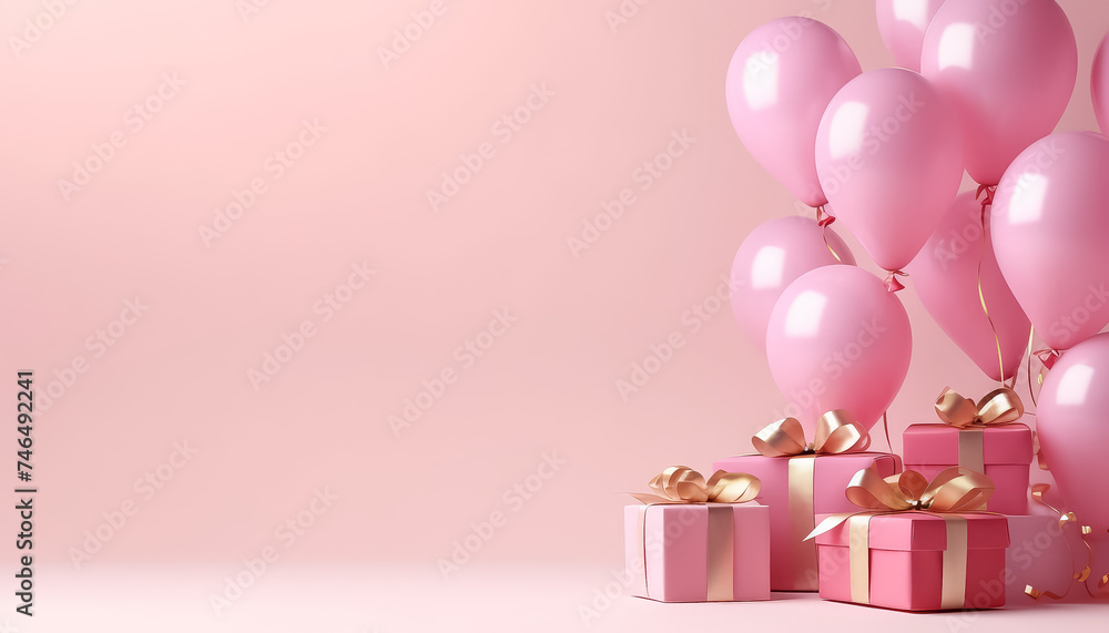 Pink Balloons and Gift Boxes