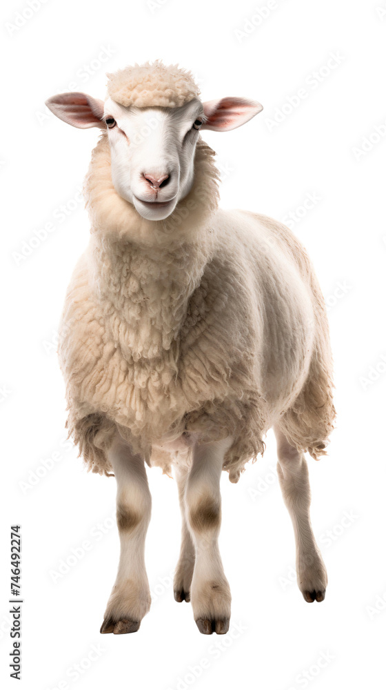 Portrait of a sheep front view, isolated on transparent background Portrait of a sheep front view, isolated on transparent background