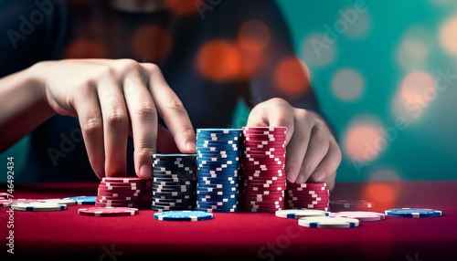 Poker Chip Gaming Table in Casino