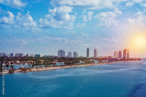 Beautiful aerial panoramic view of the city of Miami