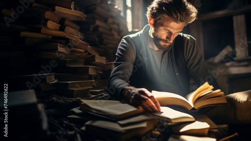 Determined bibliographer explores attic