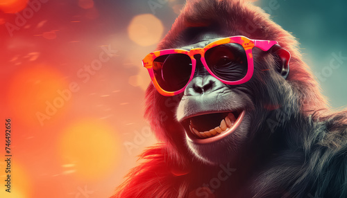 Gorilla in sunglasses on vacation in the tropics © terra.incognita