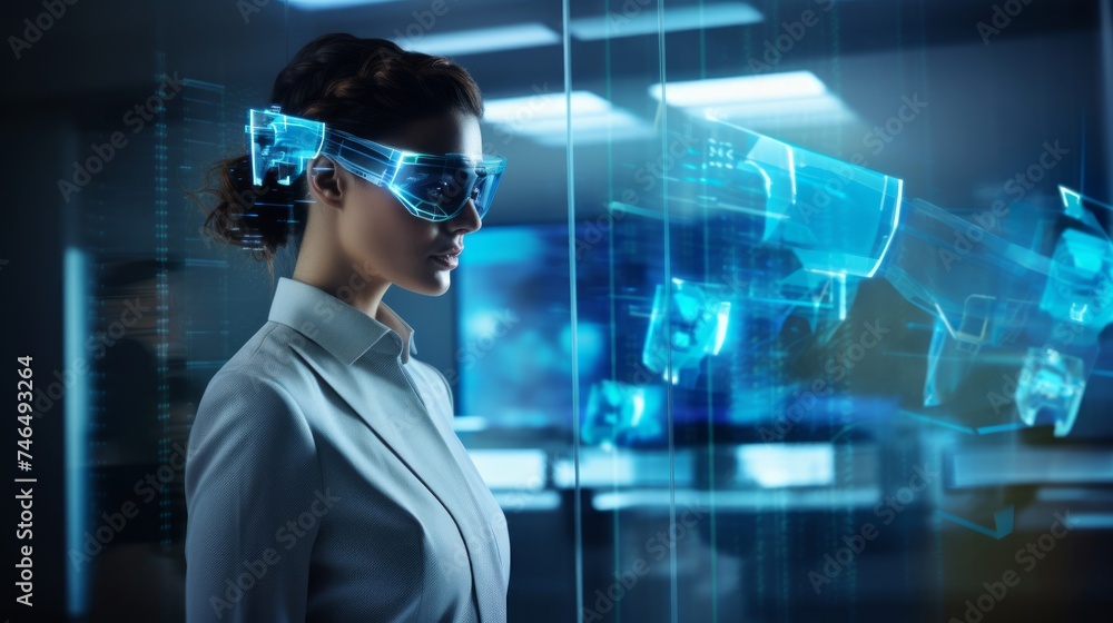 Secretary analyzes virtual data with augmented reality Secretary analyzes virtual data with augmented reality