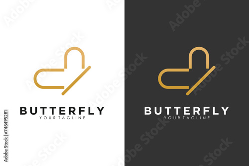 Butterfly logo design with illustration idea concept