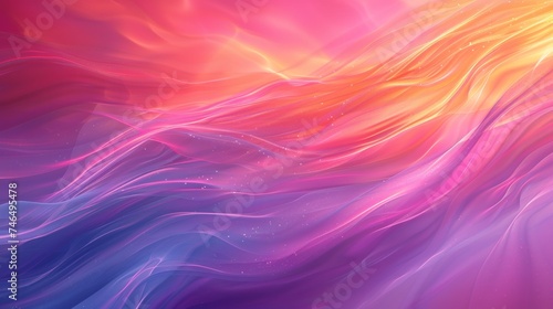 A colorful abstract background with waves of pink and blue, AI
