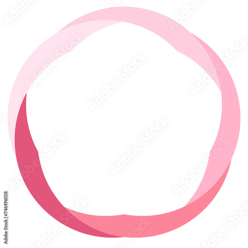 ピンク色グラデーションの五弁花丸フレーム