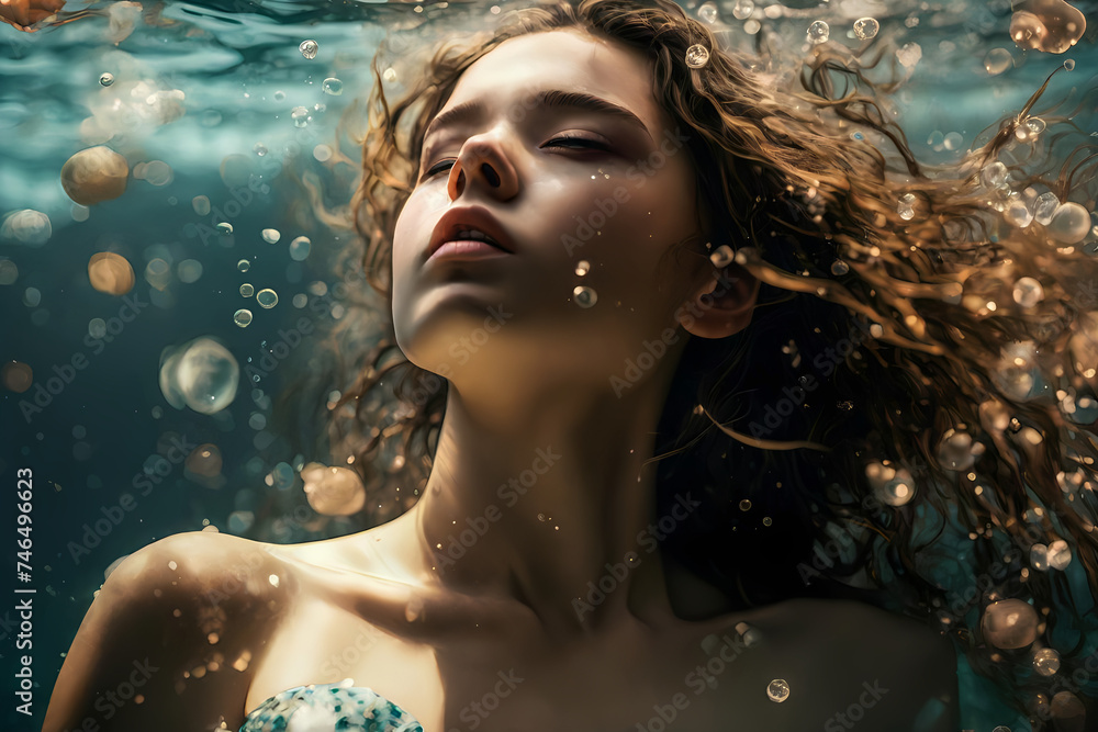 woman in the sea, generative AI woman in the sea, generative AI