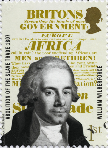 Abolitionist William Wilberforce celebrated on british stamp photo