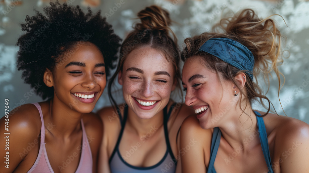 Joyful Unity Women's Faces in Studio Portraits Illuminate the Happiness of Friendship. Joyful Unity Women's Faces in Studio Portraits Illuminate the Happiness of Friendship.