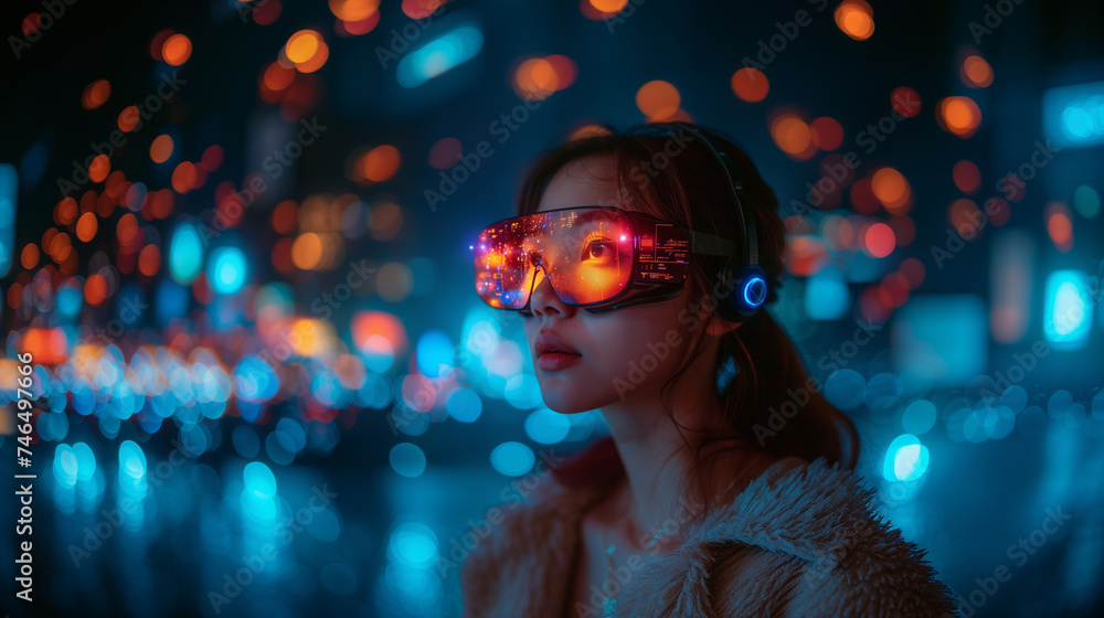 Tomorrow's Explorer Child in VR and Neon Atmosphere Tomorrow's Explorer Child in VR and Neon Atmosphere