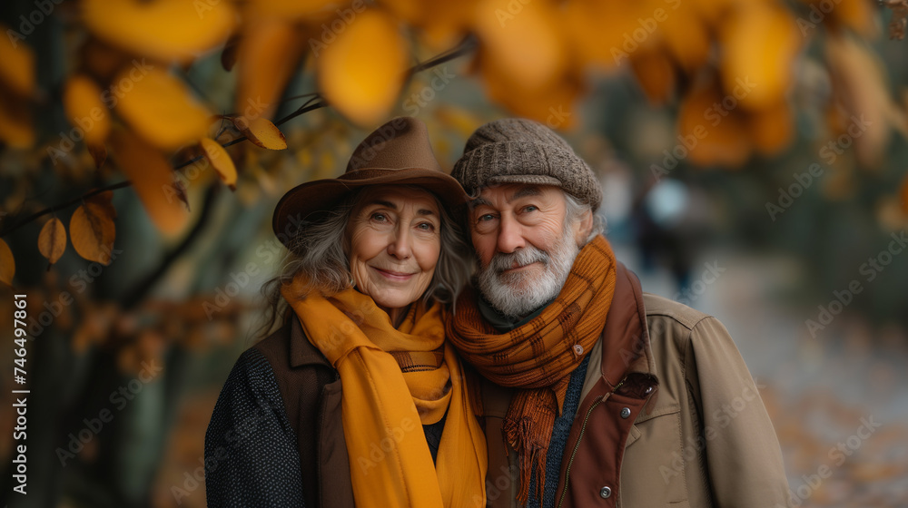 Radiant Togetherness Senior Couple Sharing a Happy Outdoor Moment