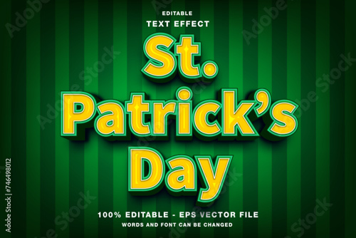 St Patrick's Day 3D Editable Text Effect Template Style Premium Vector