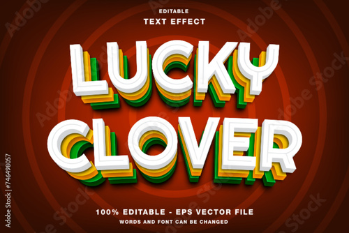 Lucky Clover 3D Editable Text Effect Template Style Premium Vector photo