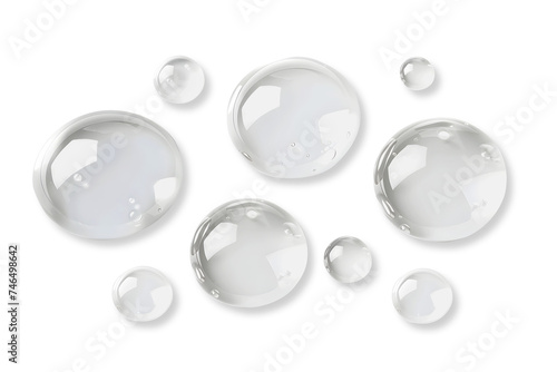 Clear water drop set isolated on white