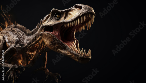 Head dinosaur grinning furious on black background © terra.incognita