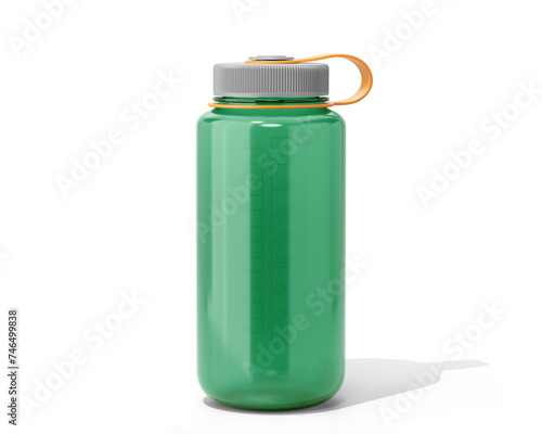 Blank Clear Wide Mouth Plastic Sport Water Bottle Packaging Isolated On Transparent Background, Prepared For Mockup, 3D Render.