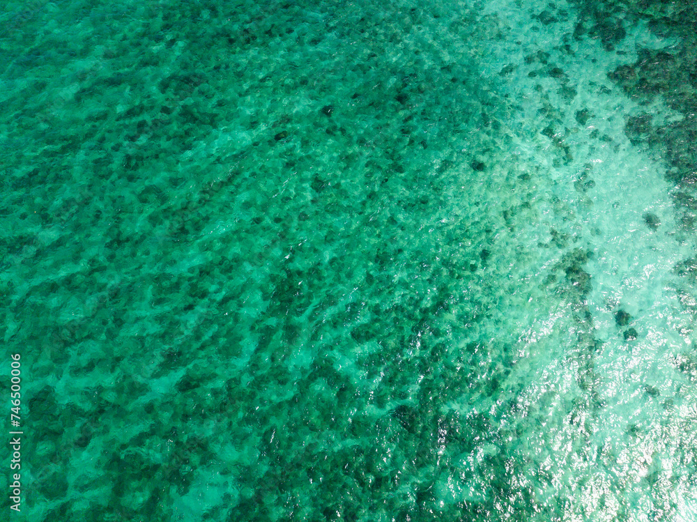 Seafloor with clear turquoise water in Boracay Island. Philippines.