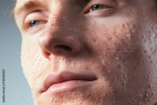 Macro Shot of Pimples and Acne Scars