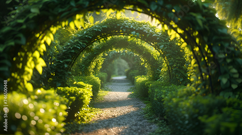 A path with a tunnel of ivy, generative ai