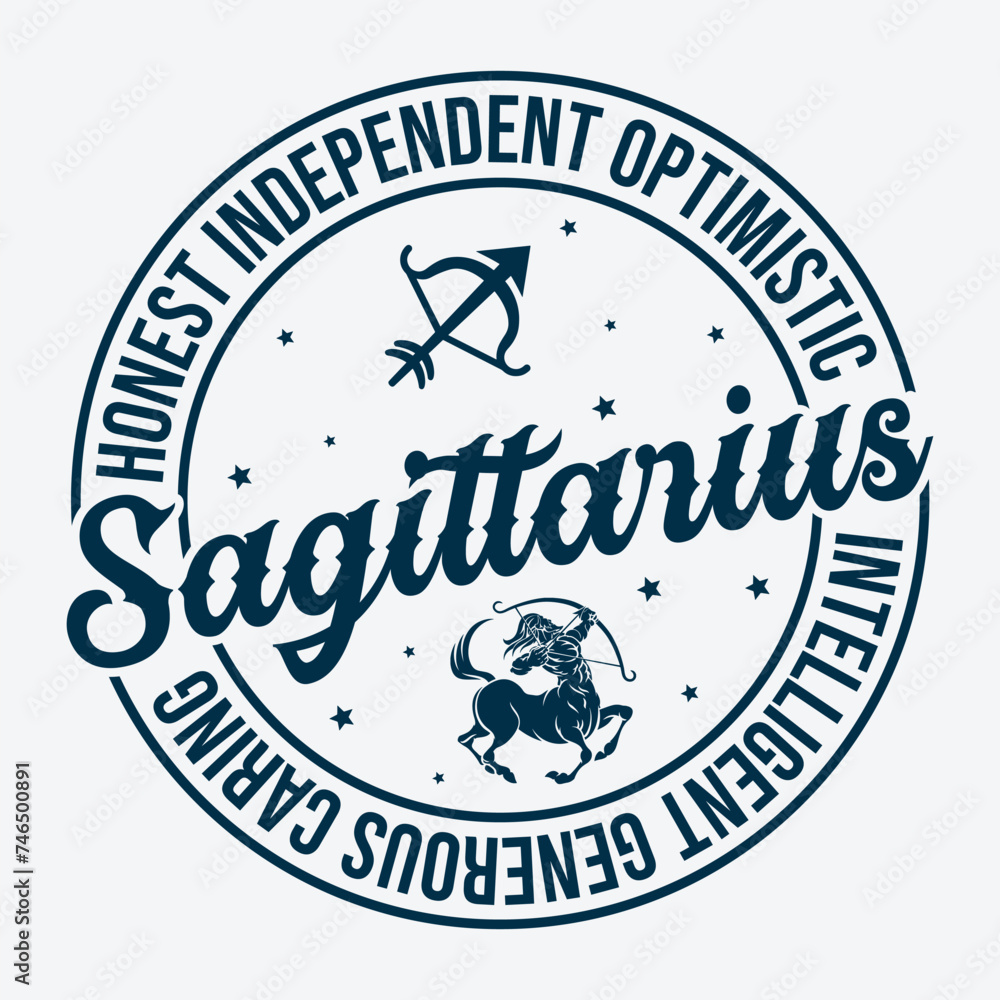 Honest Independent Optimistic Sagittarius Intelligent Generous Caring Zodiac T Shirt Design
