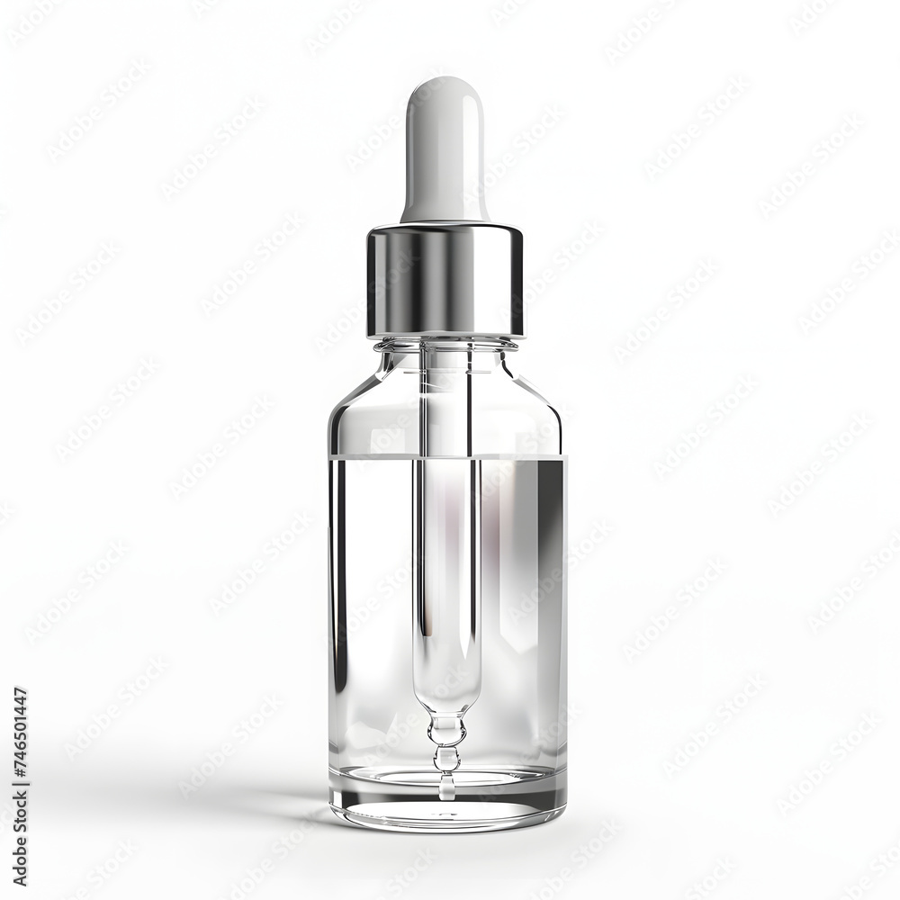 Glass dropper bottle mock up isolated on white background
