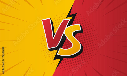 Versus background. VS cartoon vector illustration. Duel fight in comic style banner.