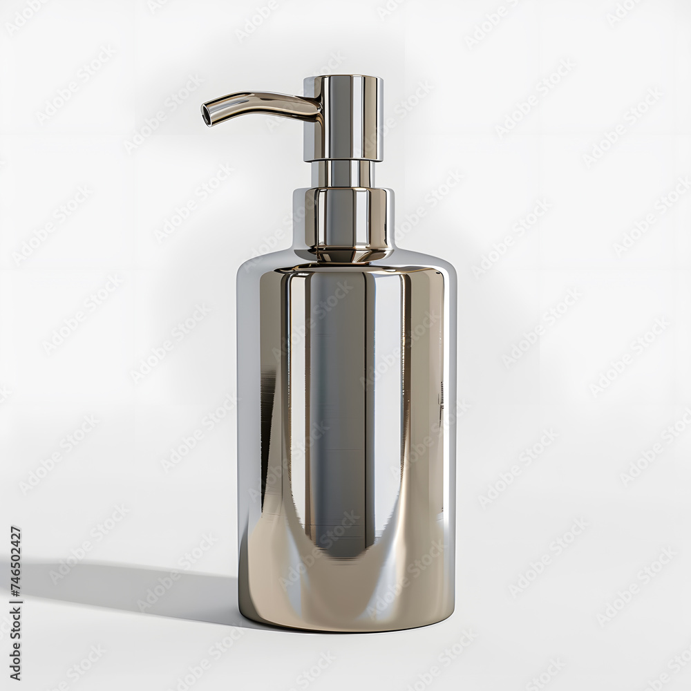 Obraz premium Metallic Soap dispenser mock up isolated on White Background
