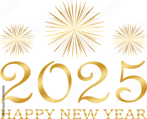 happy new year 2025 - golden design, golden fireworks