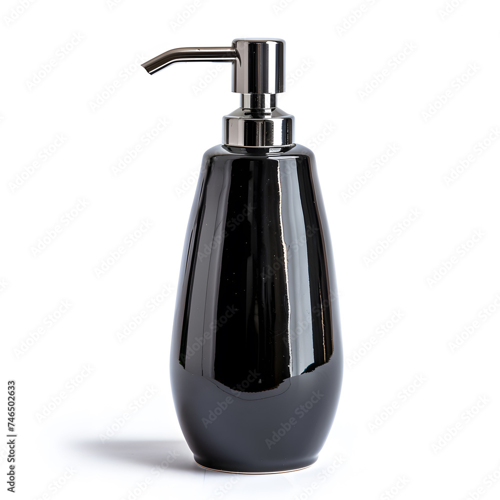 Fototapeta premium Black Soap dispenser mock up isolated on White Background