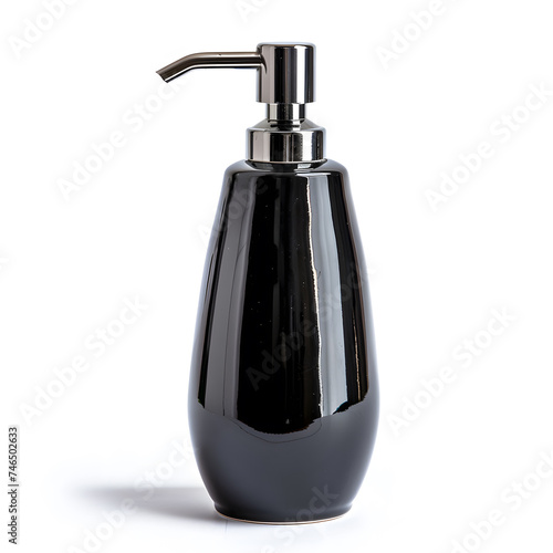 Black Soap dispenser mock up isolated on White Background