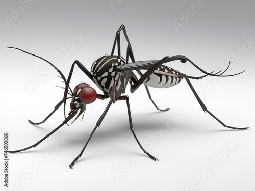 generate a realistic 3d image of the Aedes aegypti completely white background