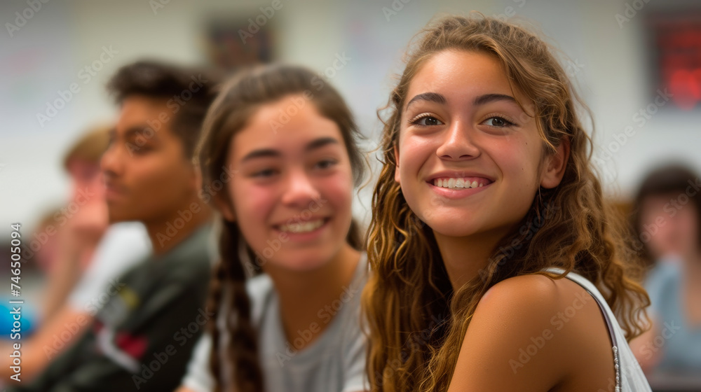 Group of Diverse High School Friends Sharing a Joyful Moment Together Group of Diverse High School Friends Sharing a Joyful Moment Together