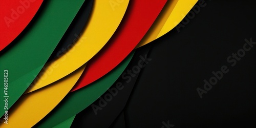 Abstract geometric black, red, yellow, green color background. Black History Month color background with copy space for text, Generative AI