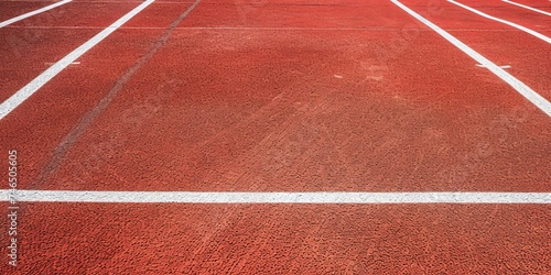 Colorful sports court background. Top view to red field rubber ground with white lines outdoors, Generative AI