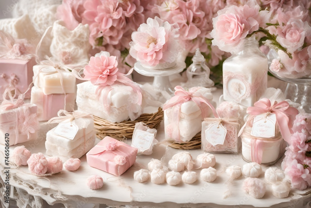 Spring and summer party decor ideas with unique wedding favors, artisan soaps in white and pink colors, and original souvenirs for baptism, baby girl's first communion, and romantic style decoration Spring and summer party decor ideas with unique wedding favors, artisan soaps in white and pink colors, and original souvenirs for baptism, baby girl's first communion, and romantic style decoration