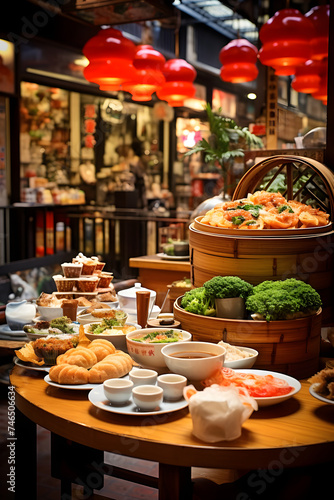 An Extravaganza of Traditional Hong Kong Cuisine set against City Skyline