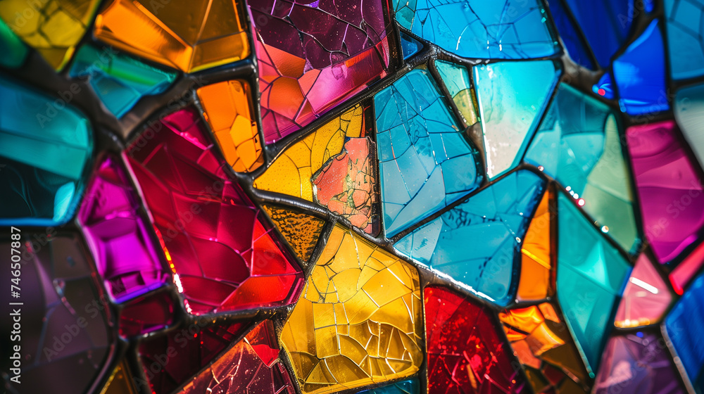 Colorful stained glass background - obrazy, fototapety, plakaty 
