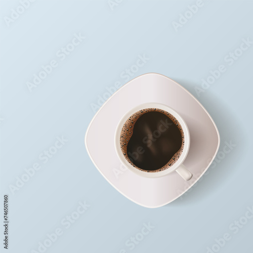White cup of black coffee. Vector illustration. Sketch for creativity.