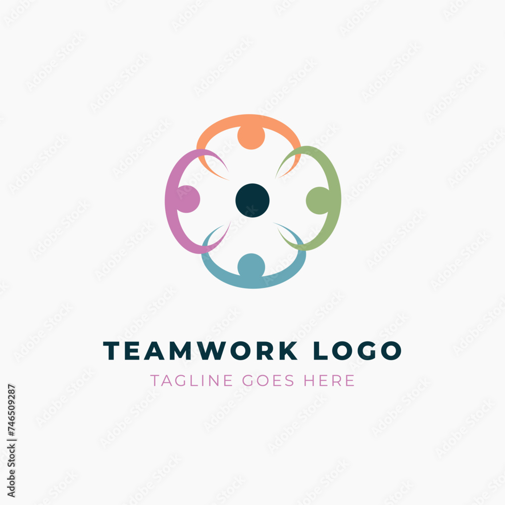Teamwork logo template. Group of people meeting vector icon Teamwork logo template. Group of people meeting vector icon