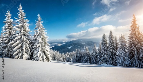 snowy landscape and white spruces trees on a frosty day carpathian mountains ukraine europe © Gaven