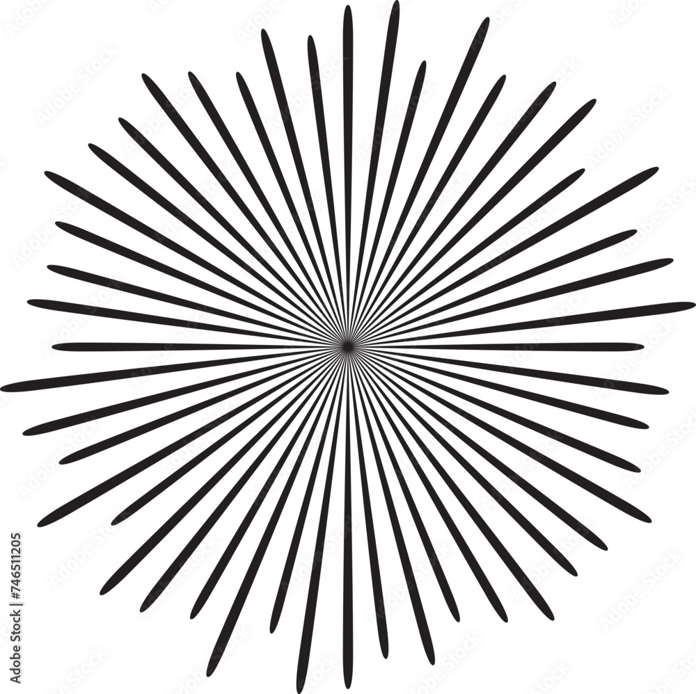 Obraz premium Vintage Sunbursts in Different Shapes. Trendy Hand Drawn Retro Bursting Rays Design Elements. Hipster Vector illustration