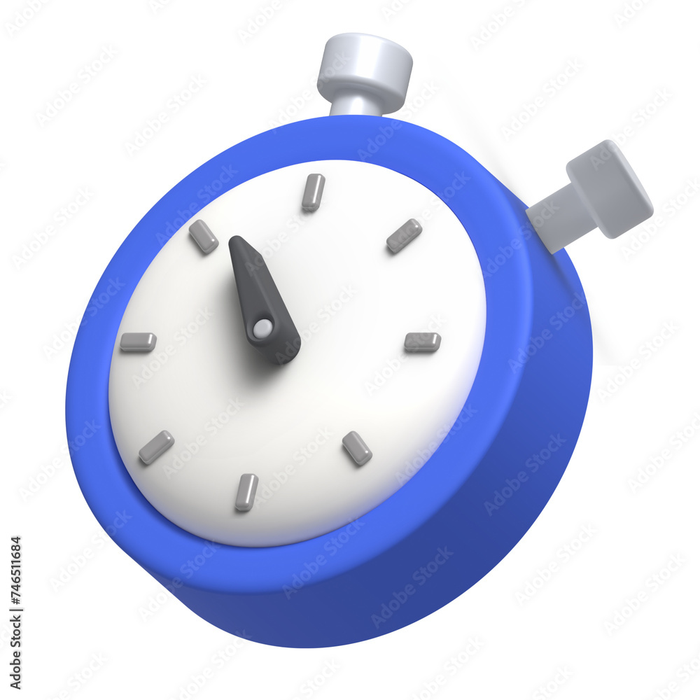 blue clock timer isolated