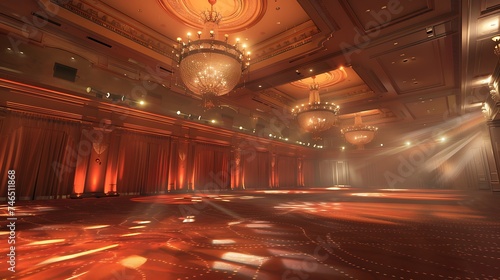Classic Ballroom for Awards Ceremonies with perfect lighting. Generative Ai © Handz