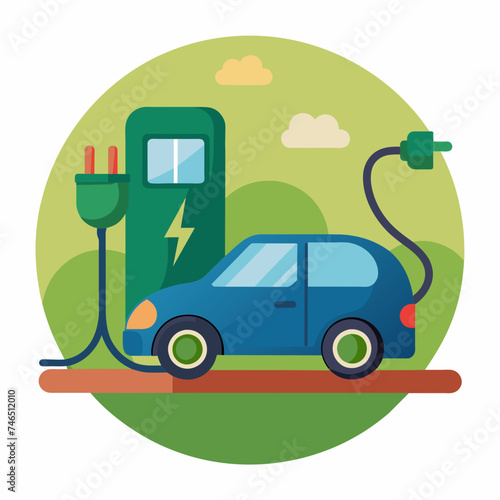 Charging port opening on an electric vehicle. vektor illustation
